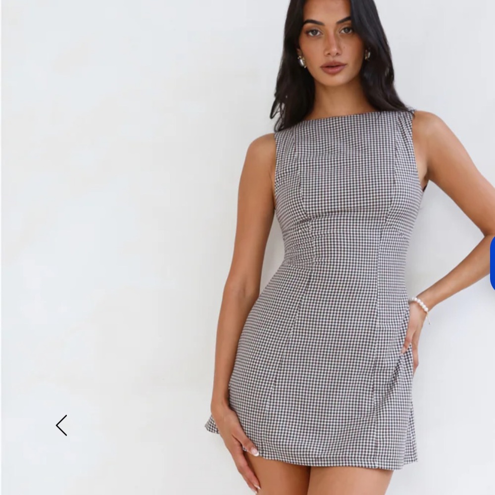 DREAM PADDOCK GINGHAM MINI DRESS BROWN